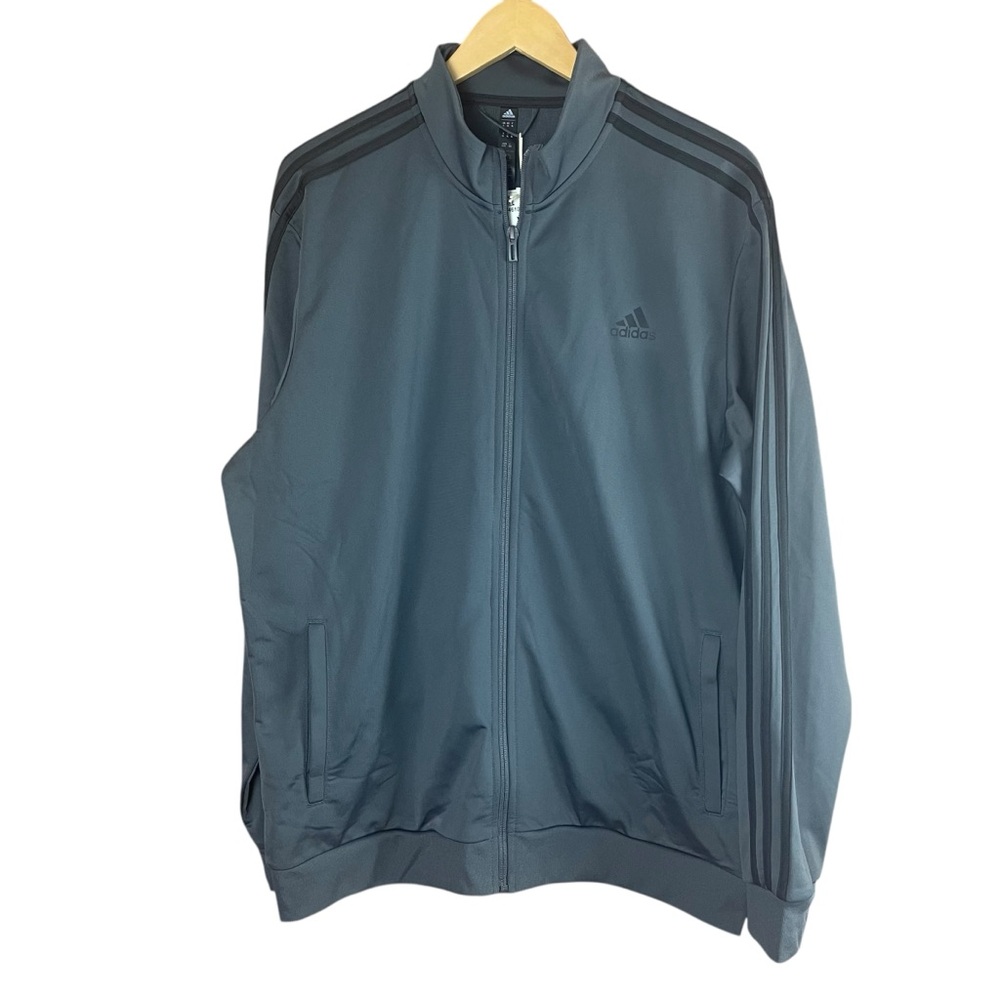 Adidas Men’s 3 Stripe Tricot Track Jacket Grey XL NWT Full Zip